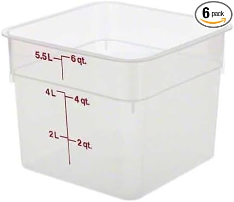 Cambro Food Storage Container - Classic Series Square - 6 QT (Quart) - Commercial Grade for Food Prep (Translucent)