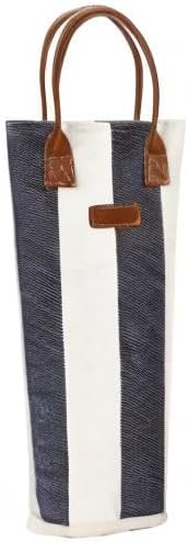 ZORMY Single Bottle Insulated Wine Tote, 1 Bottle Wine Carrier Bag Padded Wine Cooler Perfect Wine Lover's or Wedding Gift-Wide Srtipe