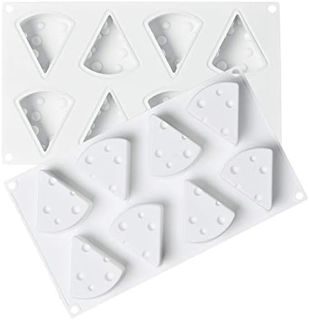 OCPO KITCHEN Cheese Silicone Baking Mold for Mousse Cake, CheeseCake, French Dessert, Pastry, Chocolate, Ice Cream, Pudding, Cake Decoration Mold, 3D Cheese Shape (8-Cavity)