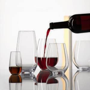 Stemless Wine Glasses Set of 6,Hand Blown Red Wine Glasses,Crystal Drinking Glasses Clear Glass Wine Tumbler,18.5oz