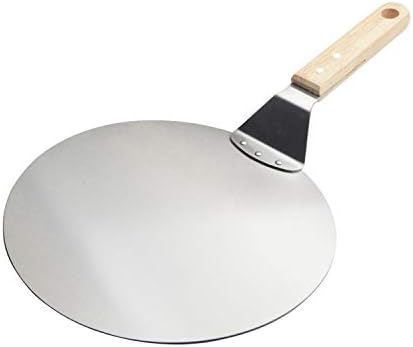 KSENDALO 10" Pizza Peel with Wooden Handle - Pizza Lifter & Stainless Steel Spatula for Baking, Serving Homemade Pizza, Cake and Pie | Non-Slip Pizza Server Tray
