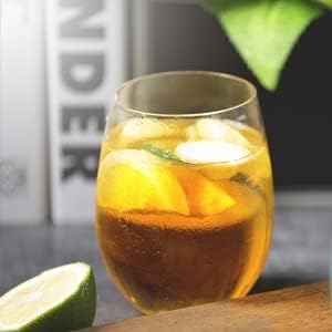 Set Of 8 Stemless Wine Glasses,Hand Blown Red Wine Glasses,Crystal Drinking Glasses Clear Glass Wine Tumbler,18.5oz