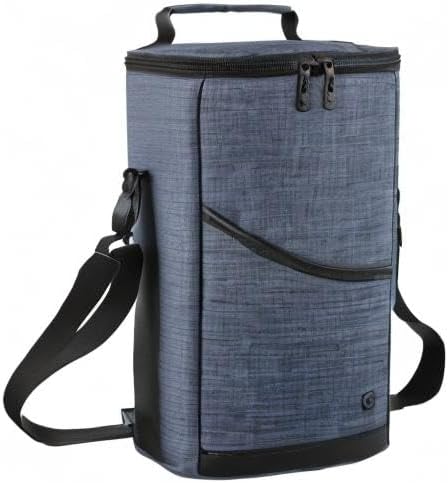 ALLCAMP 2 Bottle Wine Tote Carrier - Insulated Portable Padded Canvas Wine Bag for Travel, BYOB Restaurant, Wine Tasting, Party, Great Christmas Day Gift for Wine Lover,Blue