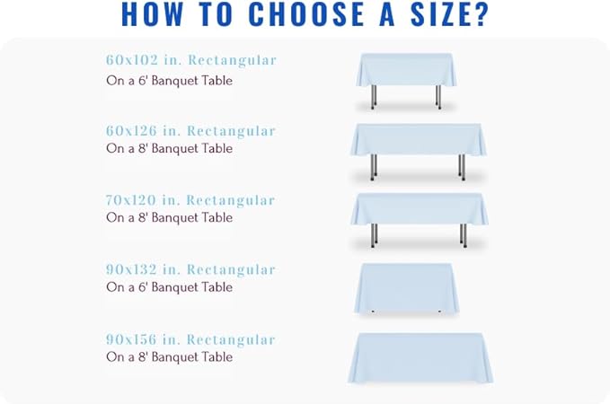 LTC LINENS 2 Pack Rectangle Tablecloths Royal Blue 60 x 102 Inch for 6 ft Rectangular Banquet Tables with Half-Drop - Stain and Wrinkle Resistant Polyester Fabric Cloth Table Covers for Wedding, Party