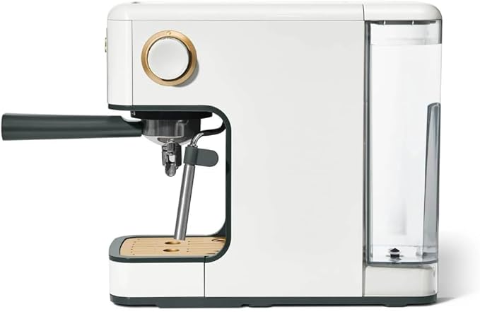 Beautiful Slim Espresso Maker by Drew Barrymore – 20‑Bar Pressure, Dual‑Spout 52 mm Portafilter, 50 oz Removable Tank, 2‑in‑1 Steam Wand & Touch Controls (White Icing)