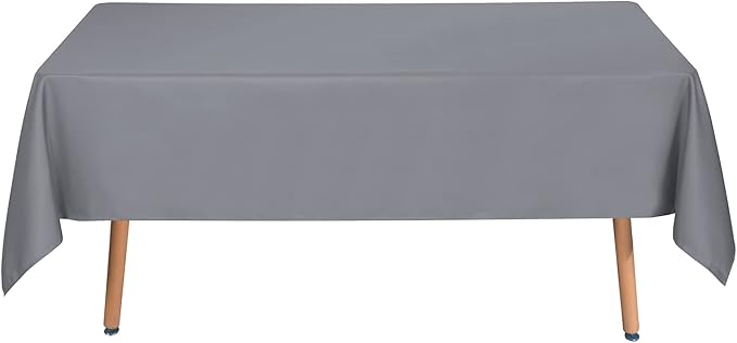 sancua Rectangle Tablecloth - 70 x 108 Inch - Stain and Wrinkle Resistant Washable Polyester Table Cloth, Decorative Fabric Table Cover for Dining Tables, Buffet Parties and Camping, Light Grey