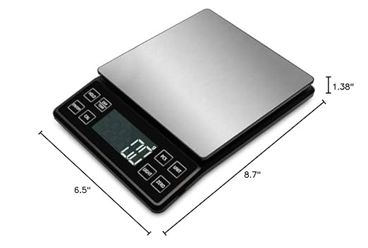 NEXT-SHINE Food Kitchen Scale 11lb, 0.1g/0.01oz Precise Graduation Rechargeable Digital Scale with Nine Units Large Tray Stainless Steel Platform LCD Display for Meal Prep Cooking Baking
