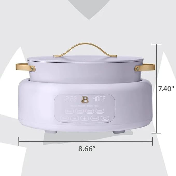 Beautiful™ 10-in-1 Electric Multi-Cooker, 6 Quart – Lavander, by Drew Barrymore, Slow Cook, Sauté, Steam, Rice, Pressure Cook, Sear, Warm & More, Programmable Digital Display, Dishwasher-Safe Pot