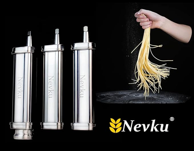 Pasta Maker Attachments Set for all KitchenAid Stand Mixer, including Pasta Sheet Roller, Spaghetti Cutter, Fettuccine Cutter by Nevku