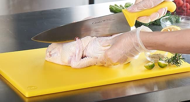 CURTA Cutting Boards for Kitchen,18" x 12" x 0.5" Yellow Color Coded Plastic Chopping Board with Anti Slip Surface Dishwasher Safe