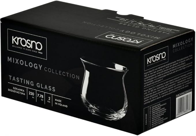 Krosno Spirit Tasting Glasses, Set of 2, 7.78 Fl Oz, Mixology Collection, Gift Idea, Snifter Glasses, Dishwasher Safe, Made in Europe