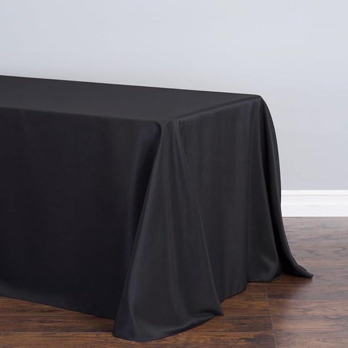 LinenTablecloth 90 x 132-Inch Rectangular Polyester Tablecloth with rounded corners Black