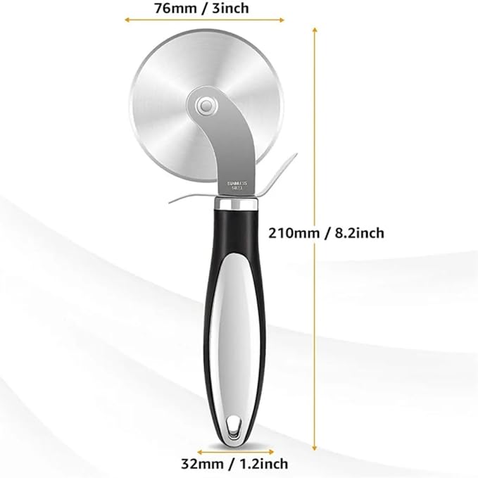 Premium Stainless Steel Pizza Cutter Wheel with Ergonomic Handle – Sharp Blade for Effortless Slicing of Pizza, Dough, Pie, and More – Dishwasher Safe
