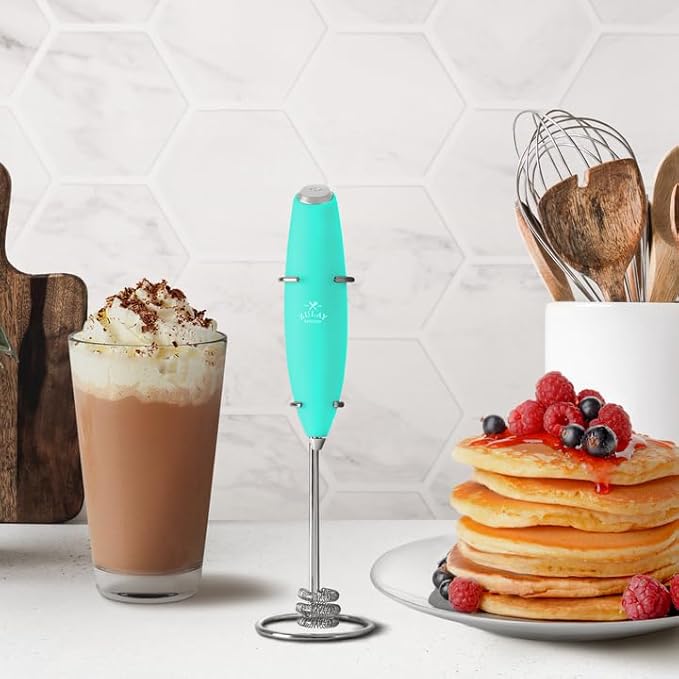 Zulay Kitchen Milk Frother with Patented Tornado Triple Whisk – Handheld Foam Maker for Coffee, Lattes, Matcha & Hot Chocolate – Rich, Creamy Froth in Seconds -