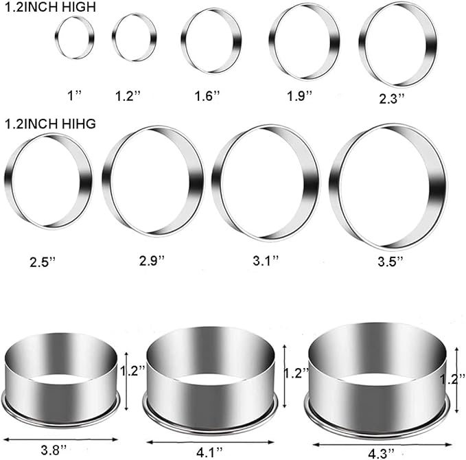 12 Pieces Biscuit Cookie Cutter Set With Tin Box Biscuit Plain Edge Round Cutters Metal Ring Baking Molds, Stainless Steel Cookie Dough Biscuit Muffins Cutters in Graduated Sizes