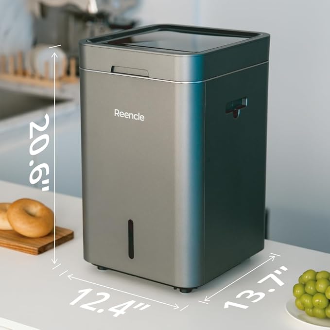 Gravity Electric Composter - 22L Kitchen Composter– Decomposes 3.3 lbs Daily, Odorless & Quiet Indoor Composting, Rapid Decomposition with All-New Compost Starter 2.0 + Booster Pack (Silver)
