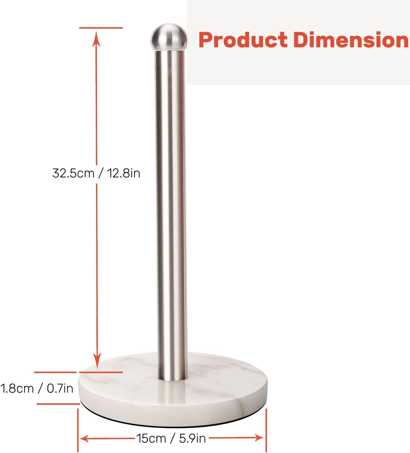 Heavy Weighted Paper Towel Holder, Easy One-Handed Design for Kitchen Stand, Sturdy Base for Standard and Mega Rolls (Silver Brushed)
