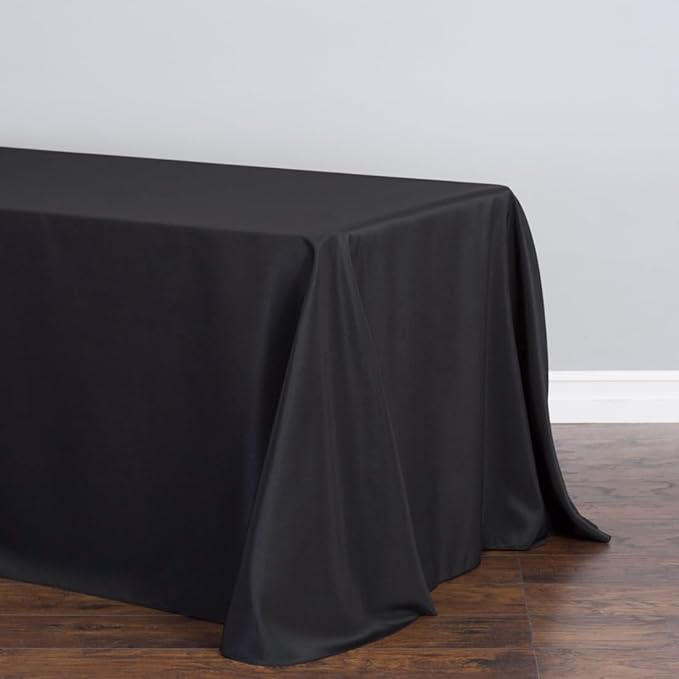 LinenTablecloth 90 x 156-Inch Rectangular Polyester Tablecloth Black
