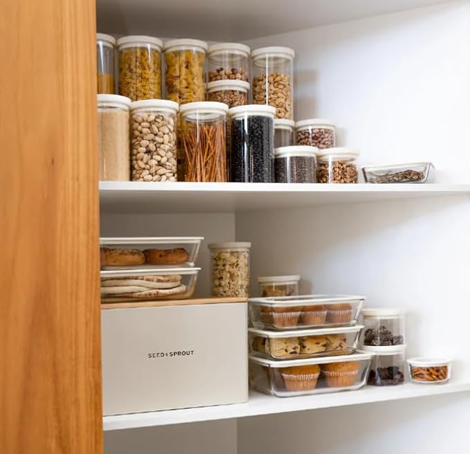 Urban Green Glass Food Container Set with Glass Lid, 3 Pack, Food Storage Containers Set, Airtight, LeakProof, 100% Plastic Free, Meal Prep Containers (White Color)