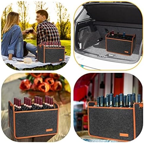 2 Pack 12 Bottle Wine Tote Bag, Insulated Thermal Padded Wine Carrier Tote, Reusable Wine Bags for Wine Bottles Travel, Camping and Picnic, Perfect Wine Lover Gift