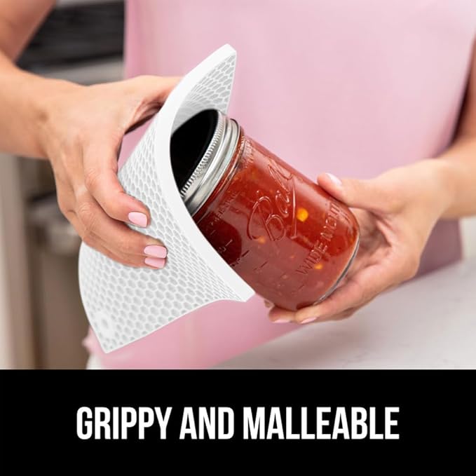 GORILLA GRIP BPA-Free Soft Silicone Oven Mitts and Pot Holders Sets of 4, Heat Resistant Waterproof Cooking Gloves, Thick Cotton Lining, Flexible Gripping for Baking Grilling, Kitchen Trivets, White