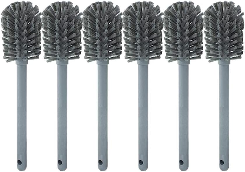 SPARTA Large Water Bottle Brush Ideal for Wide-Mouth Jars, Bottles and Tumblers, Dishwashing Tool with Handle for Home and Commercial Kitchens, Plastic, 12 Inches, Gray, (Pack of 6)