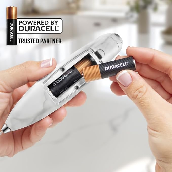 Zulay Kitchen Powerful Milk Frother Wand With 4 AA Duracell Batteries - Ultra Fast Handheld Drink Mixer - Electric Whisk Foam Maker for Coffee, Lattes, Cappuccino, Matcha & Creamer