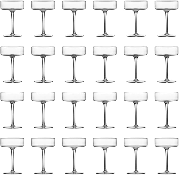 LEMONSODA Clear Martini Coupe Glasses - Classic Barware for Espresso Martini, Manhattan, Cosmopolitan – Handcrafted Luxury Glassware for Home Entertaining (Clear 6.5oz, Set of 24) (2246)