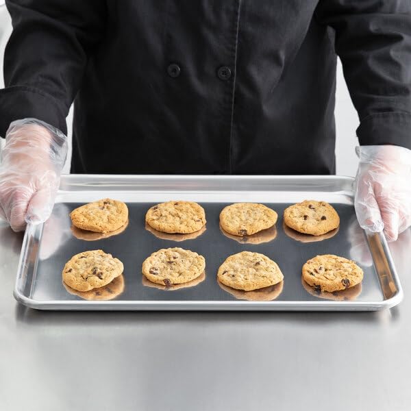 Commercial Half Size Aluminum Sheet Pan, 13 x 18 Inch, Heavy Duty 12 Gauge, Open Bead Rim for Baking Cookies and Rolls