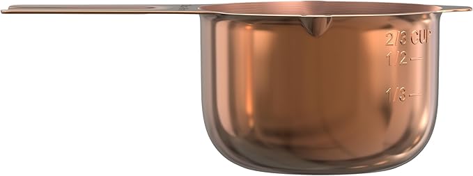 Color Up ⅔ Cup Measuring Cup (160 ml) – Premium Copper Stainless Steel, Accurate for Wet & Dry Ingredients, Embossed Markings, Easy-Pour Spouts, Dishwasher-Safe, Kitchen Essential