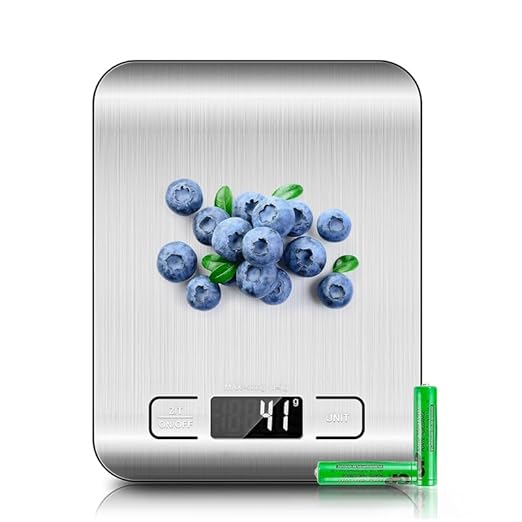 Digital Food Kitchen Scale Stainless Steel Food Weighing Scale with LCD Display & Multi-Unit Conversion