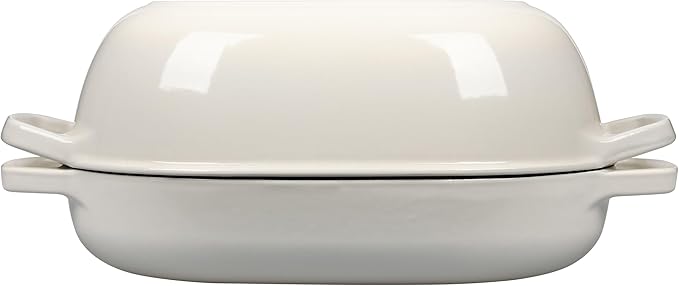 Enameled Cast Iron Oval Dutch Oven Pot with Lid, Dutch Oven for Sourdough Bread Baking, Oval Bread Pan, 7qt, White