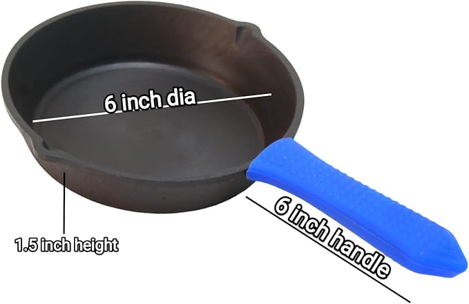 Cast Iron Pre-Seasoned Non-Stick Frying Pan with Soft-Touch Handle Induction Base, Scratch and Abrasion Resistant Skillet Pan for Cooking and Frying (Black_6inch) Hand made