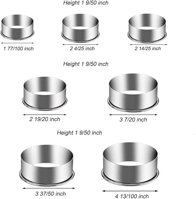 7 Pieces Stainless Steel Cookie Cutter Set Biscuit Plain Edge Round Cutters Sizes Shape Molds Ranging from 2-4.3 Inches