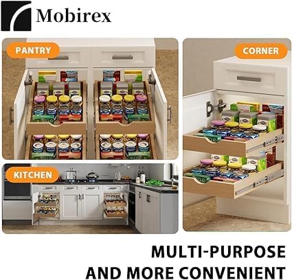Pull Out Drawers for Cabinet18"W x 22"D x 3"H Wood Slide Out Cabinet Organizer and Storage Cabinet Kitchen Drawers Slide Out Shelves Pull Out Shelves in Kitchen Pantry Bathroom with Soft Close