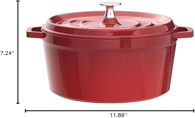 Staub Cast Iron Dutch Oven 5-qt Tall Cocotte, Made in France, Serves 5-6, Cherry