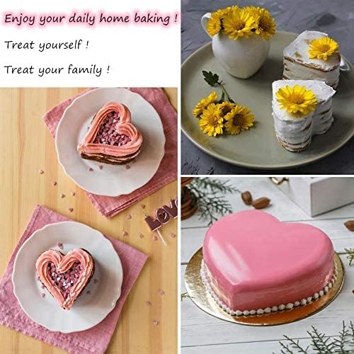 Heart Shaped Cake Pans 4 Inch and 6 Inch Set of 2 Aluminum Heart Cake Pans with Removable Bottoms for Baking Romantic Desserts