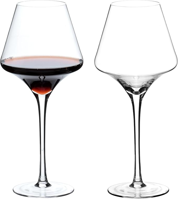 BACLIFE Italian Red Wine Glasses, 17 oz, Set of 2, Clear
