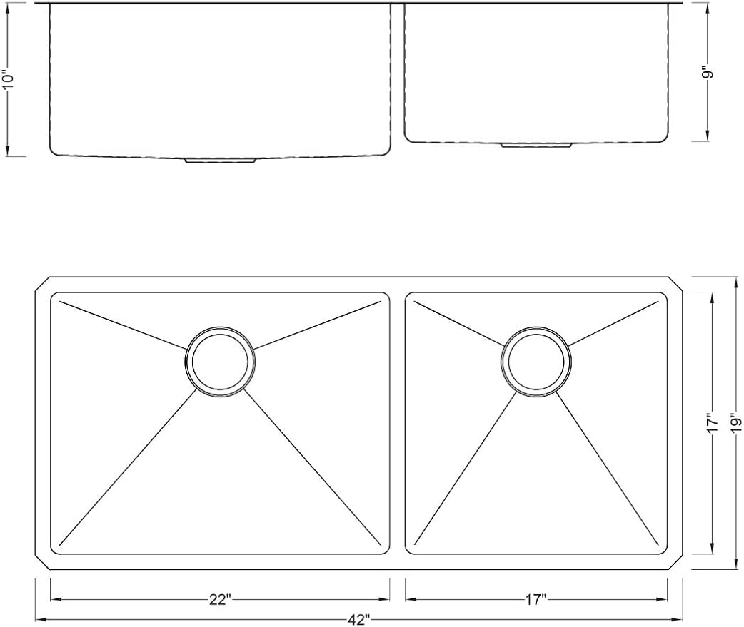 42 in. x 19 in. x 10 in. 16-Gauge Stainless Steel Undermount 60/40 Offset Double Bowl Kitchen Sink with Strainers