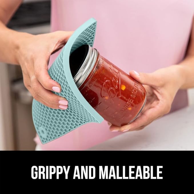 GORILLA GRIP BPA-Free Soft Silicone Oven Mitts and Pot Holders Sets of 4, Heat Resistant Waterproof Cooking Gloves, Thick Cotton Lining, Flexible Gripping for Baking Grilling, Kitchen Trivets, Mint