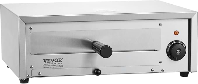 VEVOR Countertop Electric Pizza Oven, 12-inch, 1500W, 122-662℉ Temp Range, Stainless Steel Construction and Easy-to-Clean Crumb Tray, Suitable for Both Commercial and Home Use