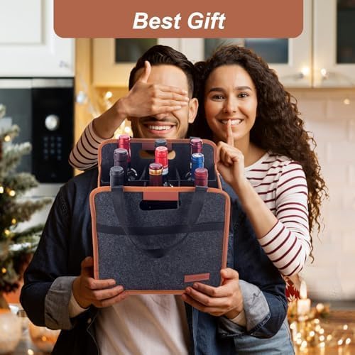 2 Pack 9 Bottle Wine Tote Bag, Insulated Thermal Padded Wine Carrier Tote, Reusable Wine Bags for Wine Bottles Travel, Camping and Picnic, Perfect Wine Lover Gift