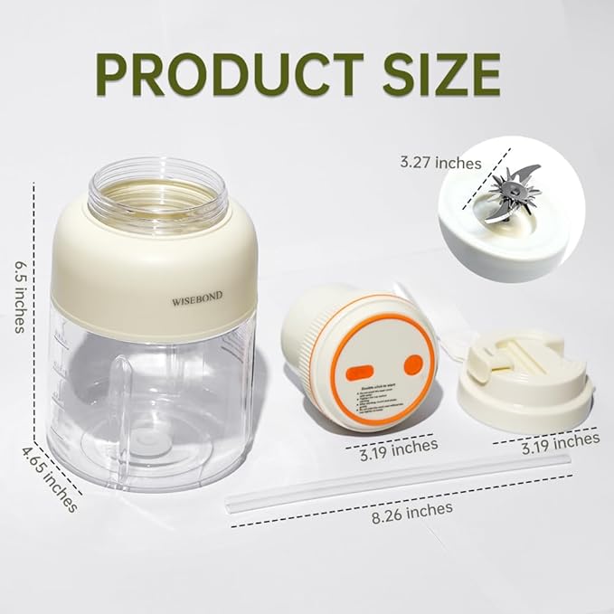 WISEBOND Portable Smoothie Blender for Shakes & Smoothies 43oz 1300ML large Capacity Cordless Juicer Cup Sharp Blades Powerful Blending Juice Vegetable Crush Small Ice for Kitchen Gym Outdoor