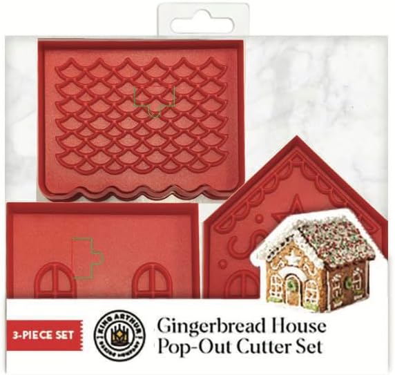 King Arthur Baking Company 3-D Gingerbread House Cutters and Embossing Set, BPA Free, PFA Free, 3-Piece Set