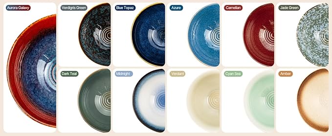 8 Inch Ceramic Ramen Bowl Set of 2, 40oz Japanese Bowls with Spoons & Chopsticks,Durable,Microwave & Dishwasher Safe,Perfect for Ramen,Pho,Salad,Soup,Noodles,Mixing bowls (Aurora Galaxy)