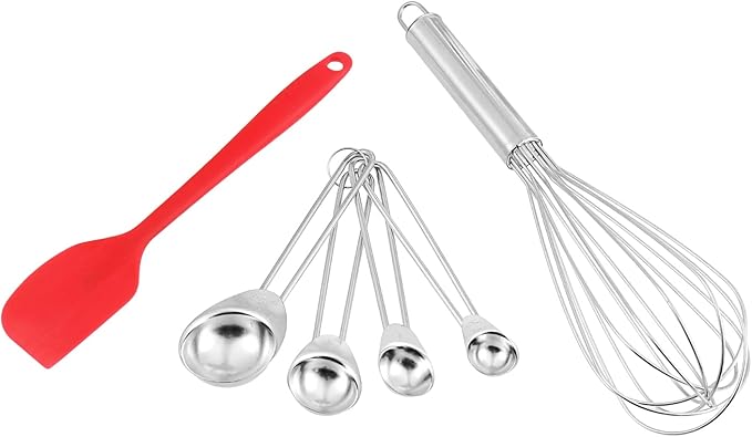 Vinod Cookware Heavy Duty Flat Bottom Stainless Steel Mixing Bowls with Lids, Measuring Cups, Measuring Spoons, Spatula & Stainless Whisk - Bowls for Meal Prep, Cooking, Mixing & Serving - Set of 5