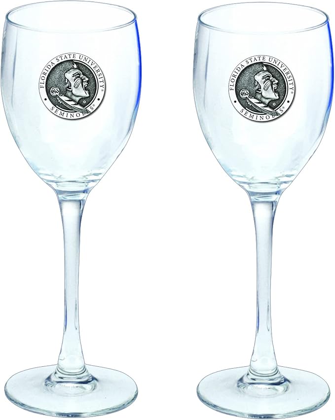 Heritage Pewter Florida State Glass Goblets β Set of 2 | 12 OZ Goblet Wine Glasses | Expertly Crafted Pewter Glass