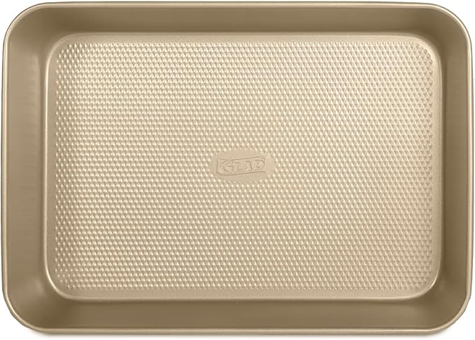 Glad Baking Pan Nonstick - Oblong Metal Dish for Cake and Lasagna - Heavy Duty Carbon Steel Bakeware, Large
