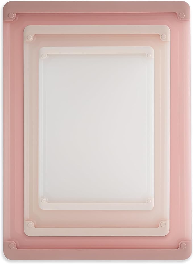 COOK WITH COLOR Extra Large Cutting Board Set, Jumbo-Sized Boards with Rubber Border for Enhanced Cooking Experience, 3-Piece, Pink