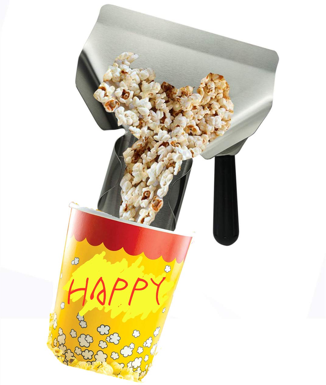 Stainless Steel Popcorn Scoop,Easy Fill Tool for Bags & Boxes, Great Utility Serving Scooper for Snacks, Desserts, Ice,French Fry Scoop